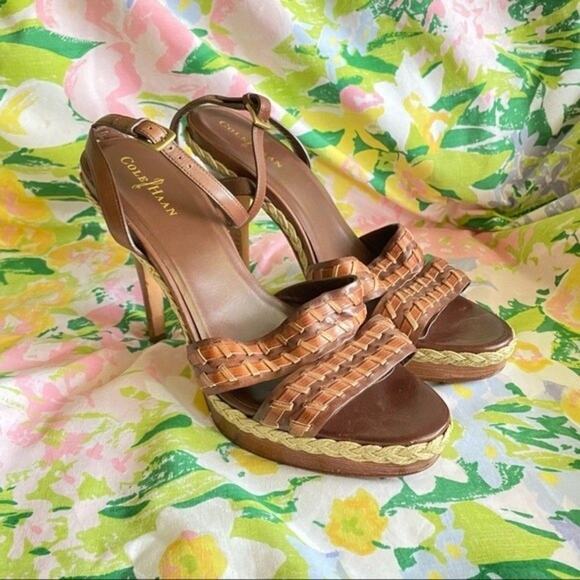 Cole Haan Heels Woven Platform Espadrilles Nike Air - Picture 1 of 4